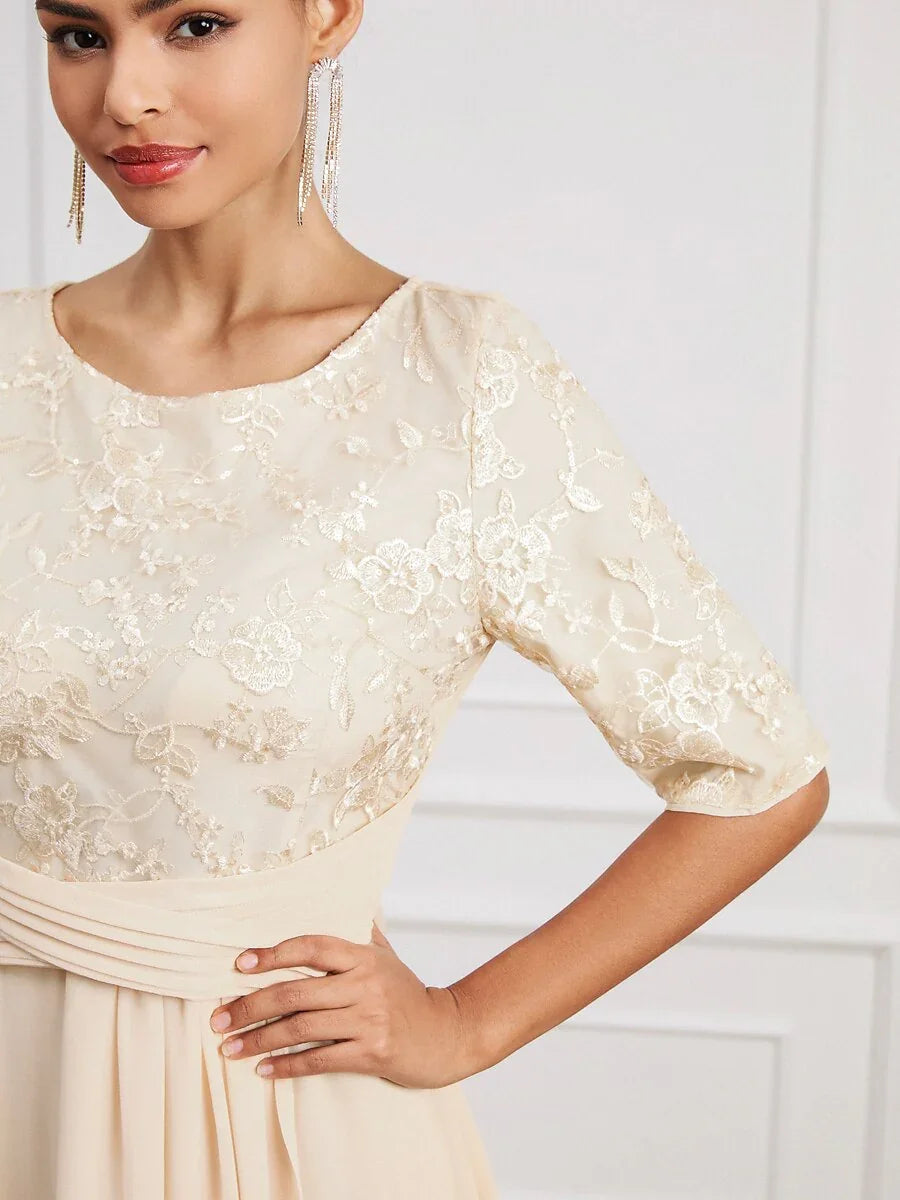 Chiffon Lace Midi Swing Dress