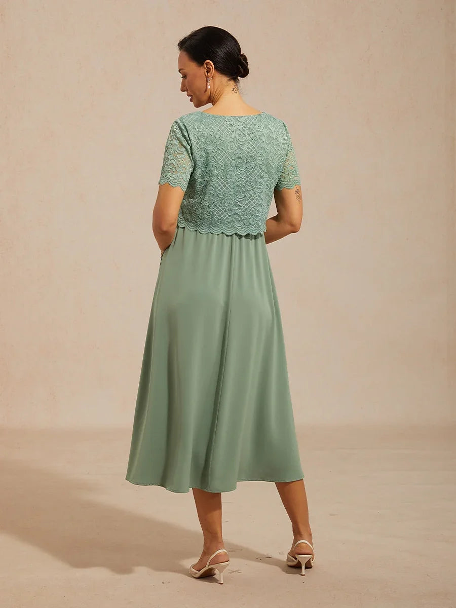 Lace A-Line Midi Dress with Side Pockets msglamor Lace A-Line Midi Dress with Side Pockets msglamor