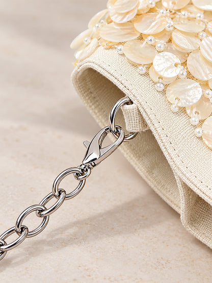 Pearl Shell Embellished Clutch Bag