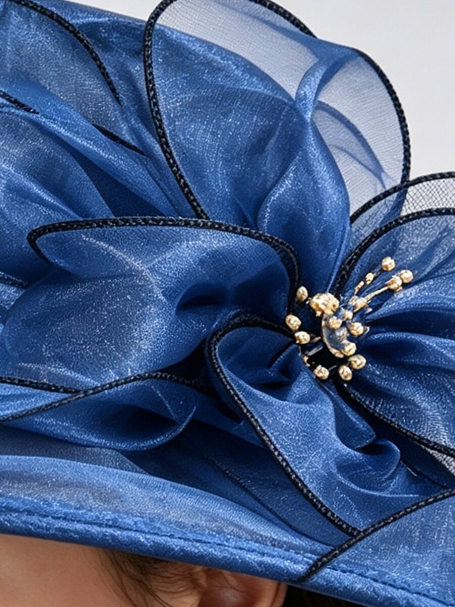 Organza Floral Wide Brim Fascinator Hat