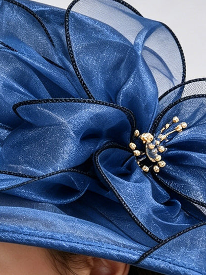 Organza Floral Wide Brim Fascinator Hat