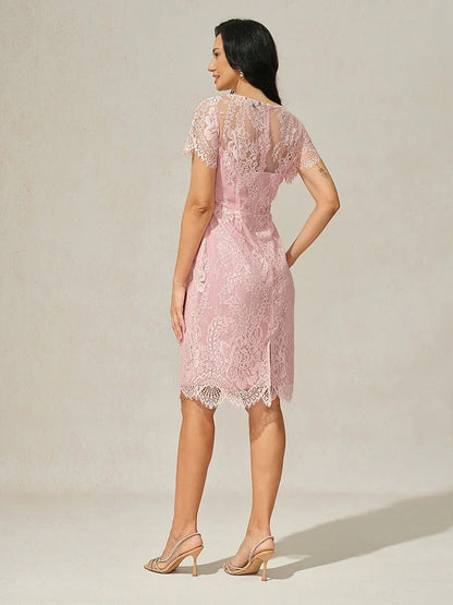 Lace Trim Chiffon Dress