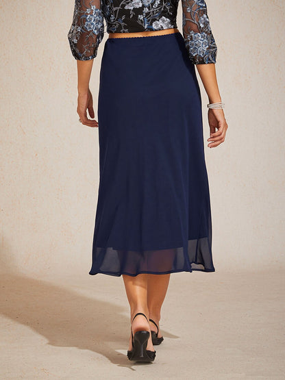 Flowy Panel Chiffon Tea-Length Skirt