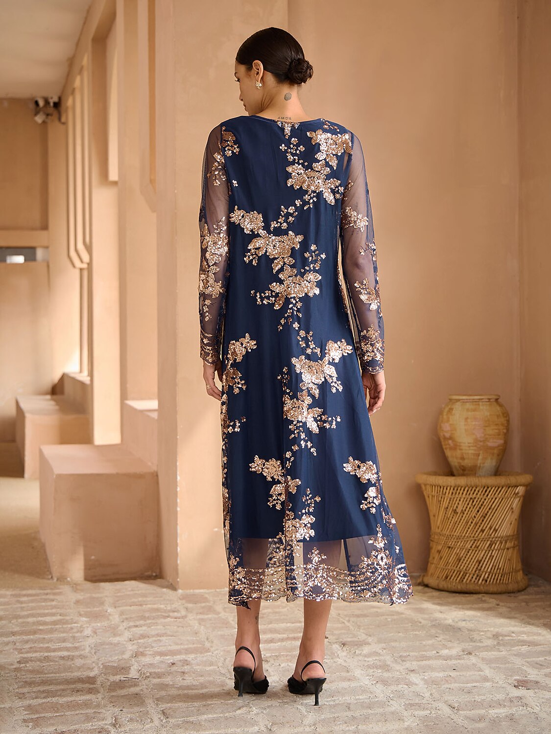Long Sequin Embroidered Jacket