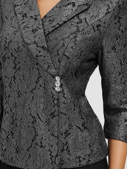 Lace Zipper Metallic Blouse