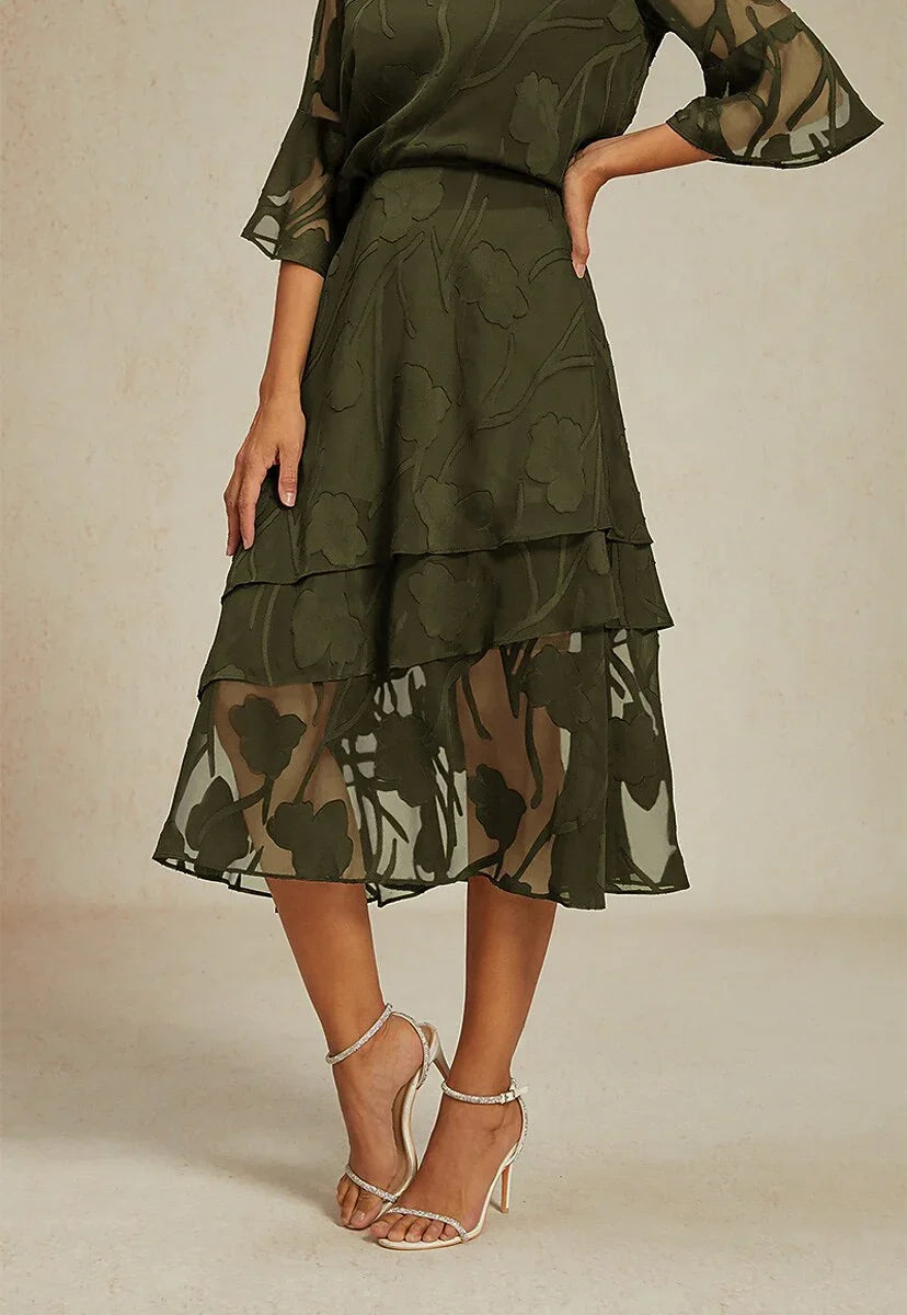 Floral Chiffon Midi Skirt