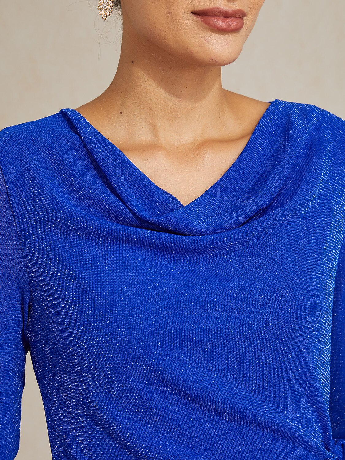 Elegant Metallic Tie Waist Knit Top
