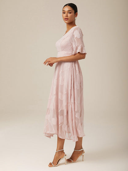 Ruffle Flutter Lace Maxi Dress