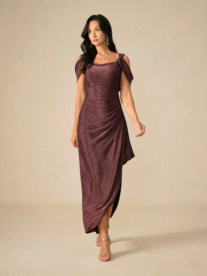 Cold Shoulder Glitter Mesh Dress