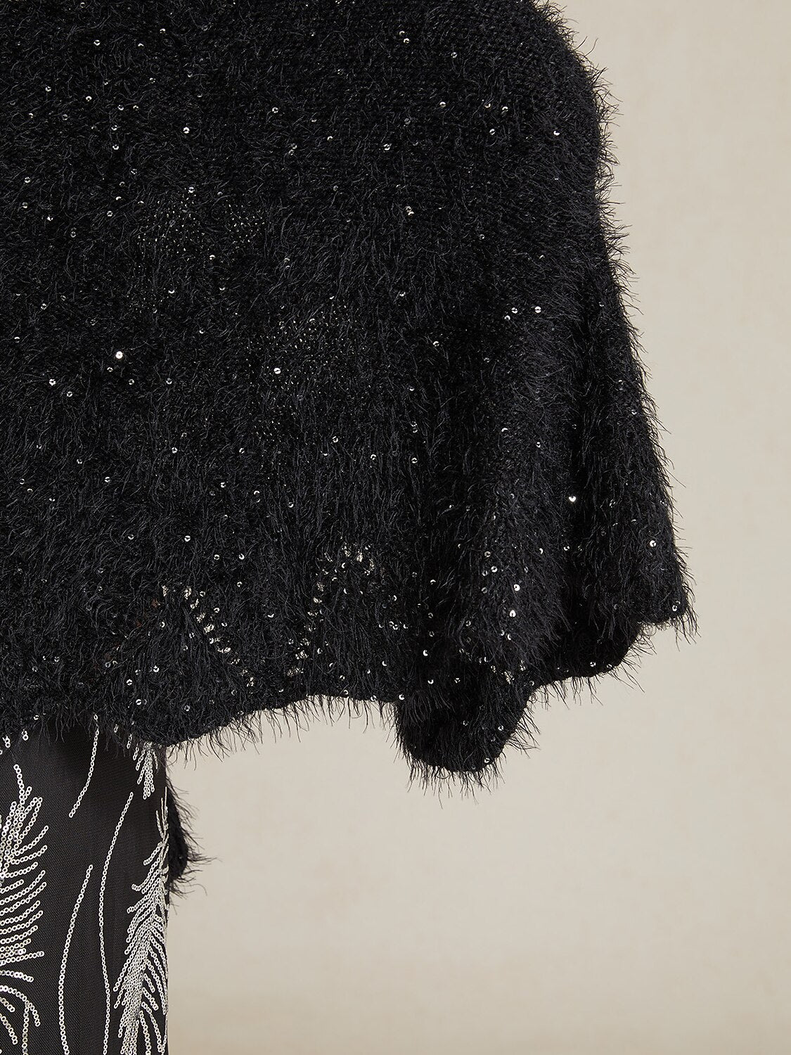 Sequin Knit Poncho Sweater