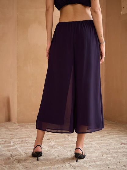 Cropped Length Wide Leg Pants