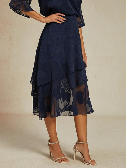 Floral Chiffon Midi Skirt