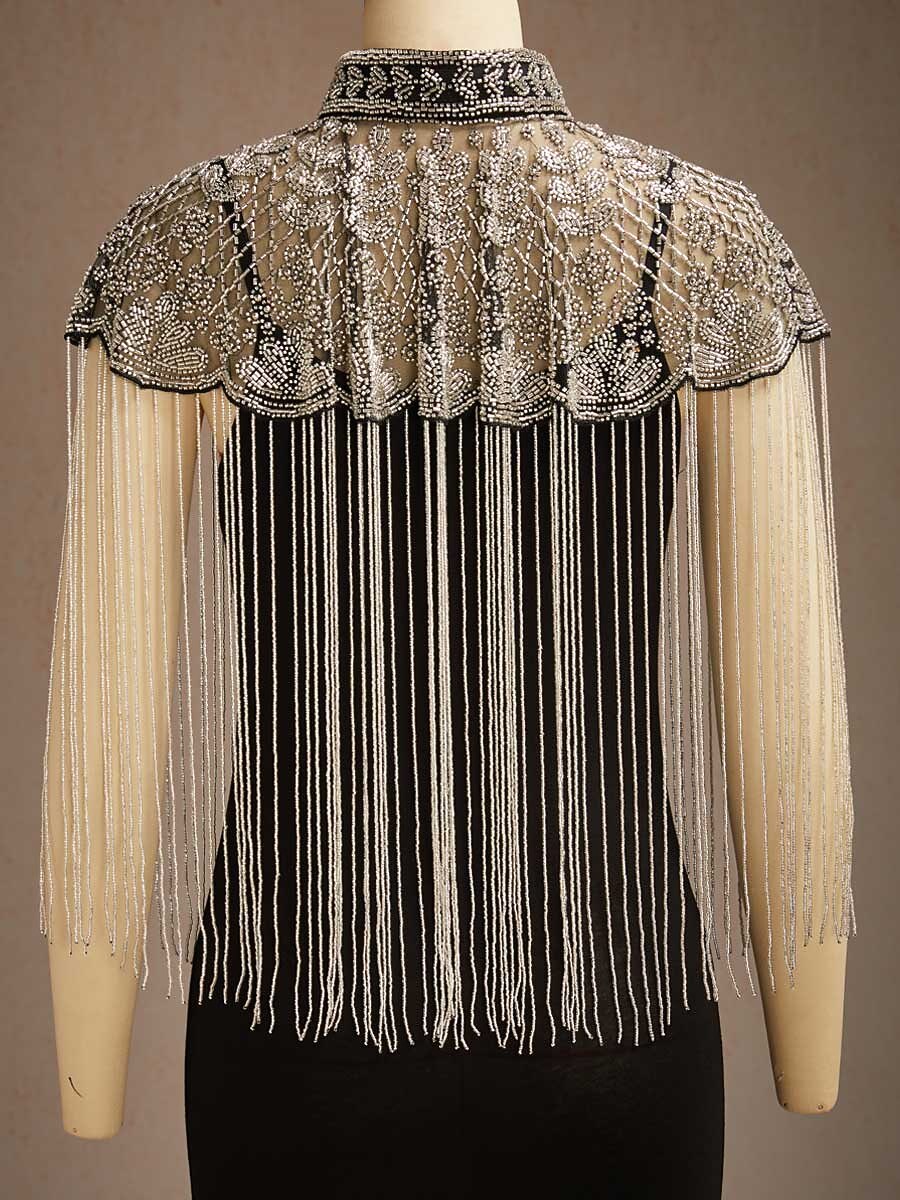 Vintage Beaded Fringe Shawl
