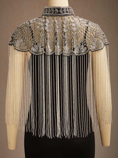 Vintage Beaded Fringe Shawl