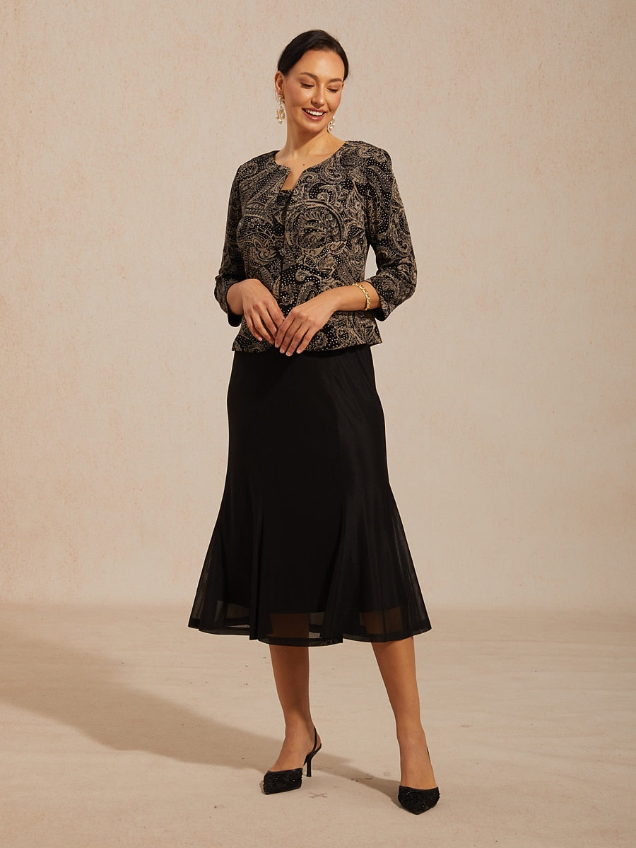 Paisley Jacket Dress with Subtle Sequin Detail