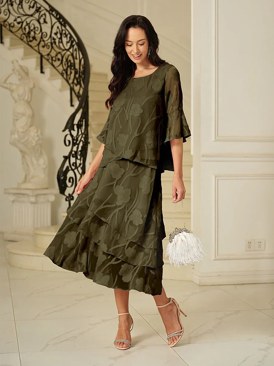 Floral Chiffon Midi Skirt