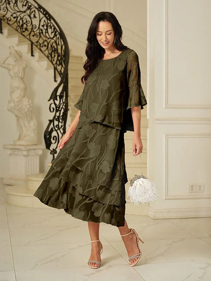 Floral Chiffon Midi Skirt