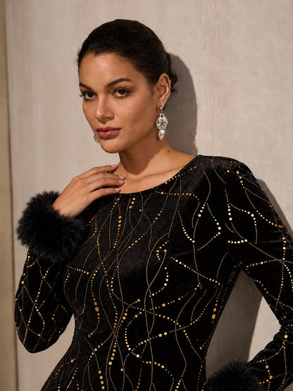 Pre-Order: Sequin Embellished Velvet Dress