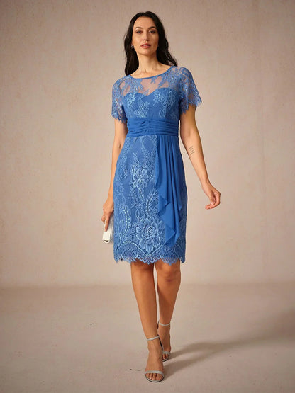 Lace Trim Chiffon Dress