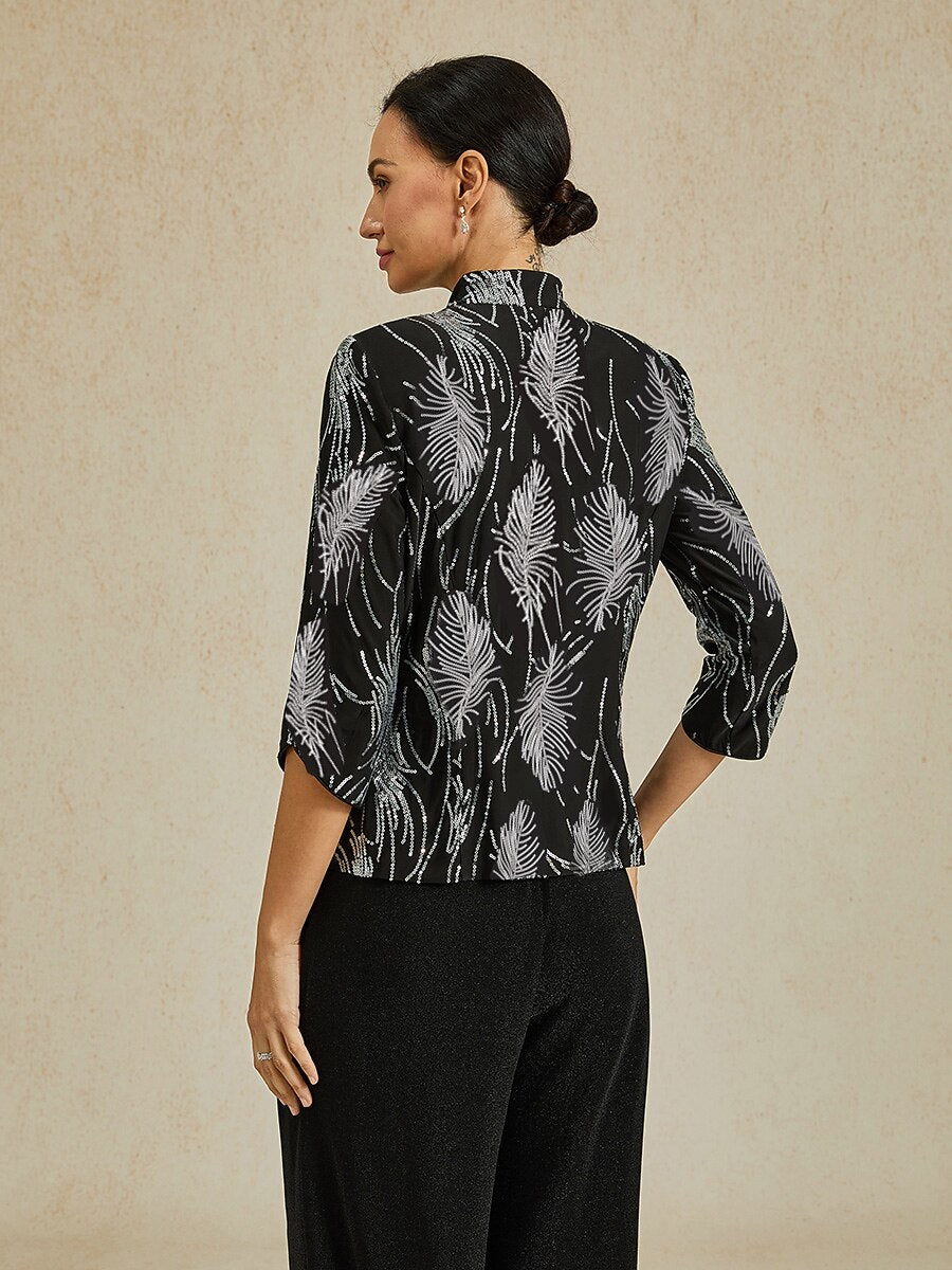 Feather Sequin Embellished Jacket