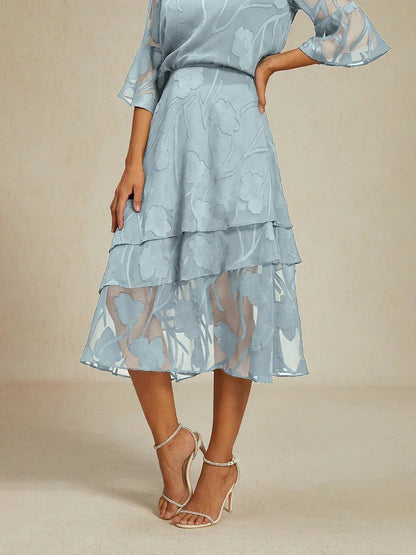 Floral Chiffon Midi Skirt