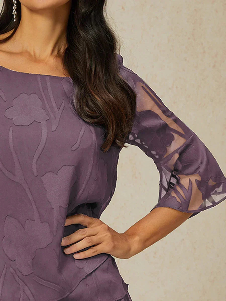 Dressy Chiffon Asymmetric Hem Blouse
