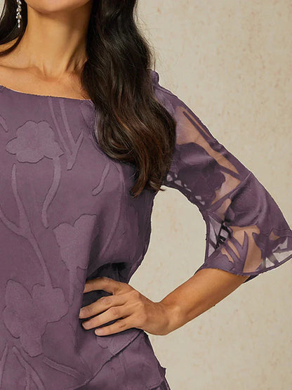 Dressy Chiffon Asymmetric Hem Blouse
