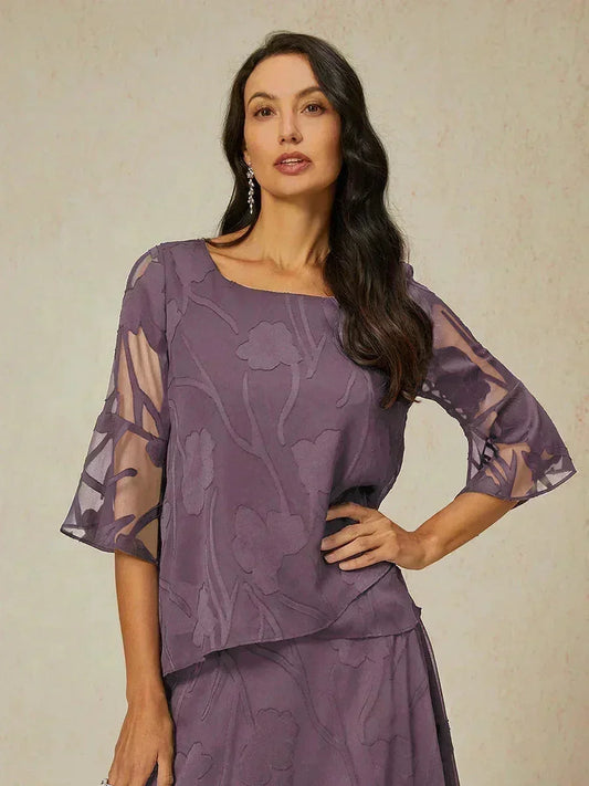 Dressy Chiffon Asymmetric Hem Blouse