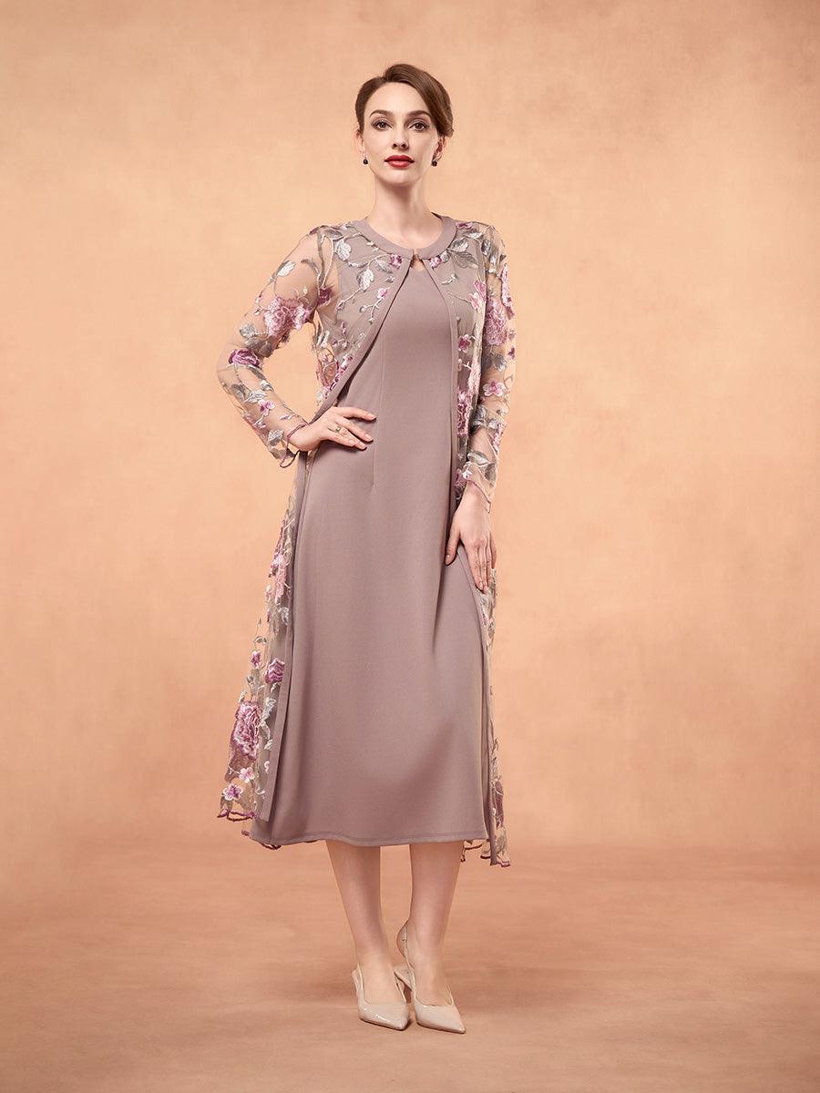 Chiffon Mesh Lace Embroidered Ruffle Floral Two Piece Dress