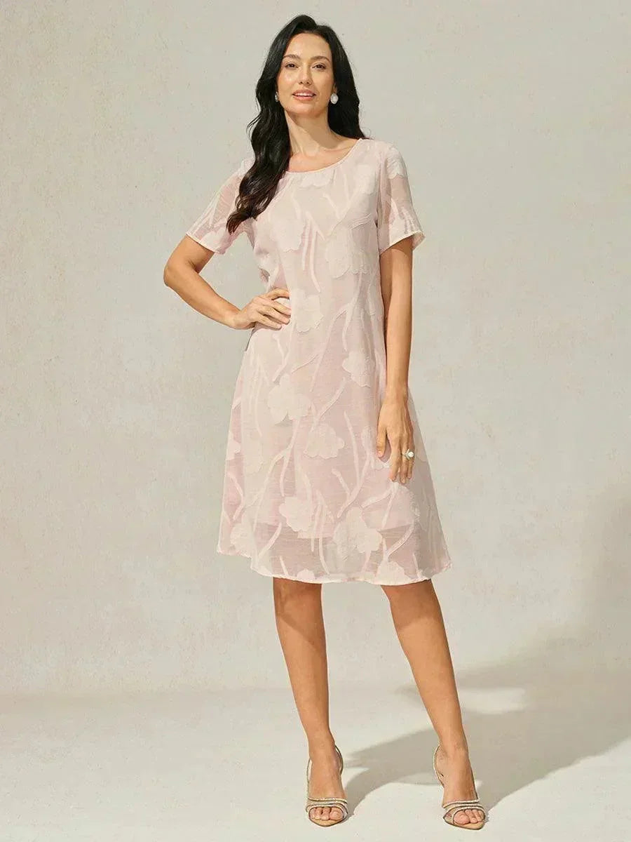 Floral Sheer Chiffon Knee-Length A Line Dress msglamor Floral Sheer Chiffon Knee-Length A Line Dress msglamor