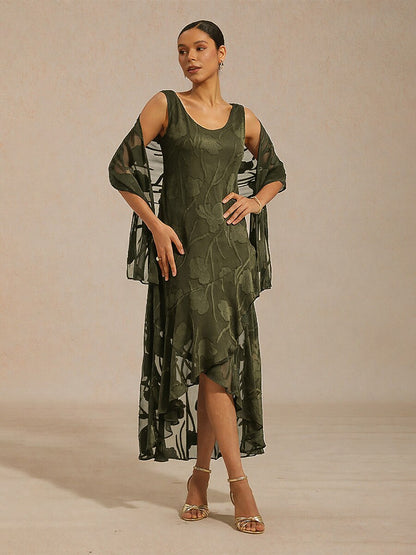 Sheer Floral Chiffon Shawl