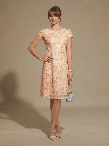 Rosette Lace Boat Neck A Line Dress