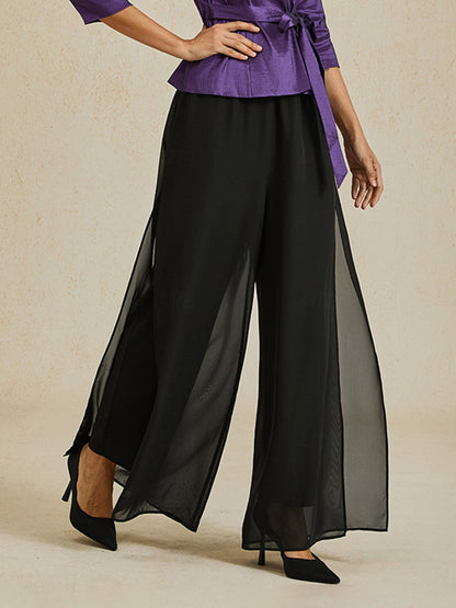 Straight Leg Chiffon Pants
