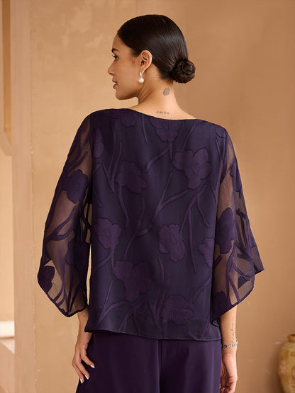 Sheer Floral Layered Chiffon Tops