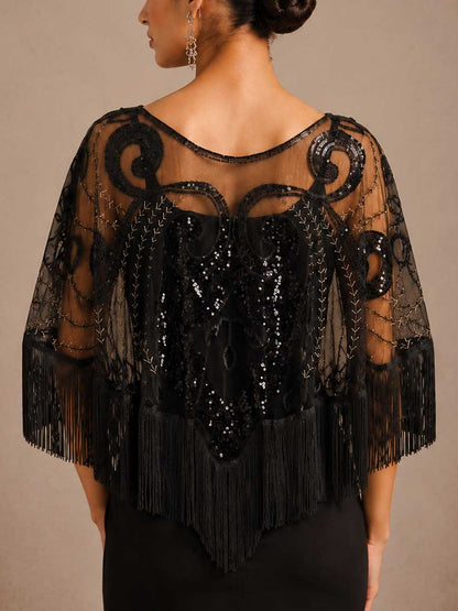 Vintage Sequins Tassel Shawl