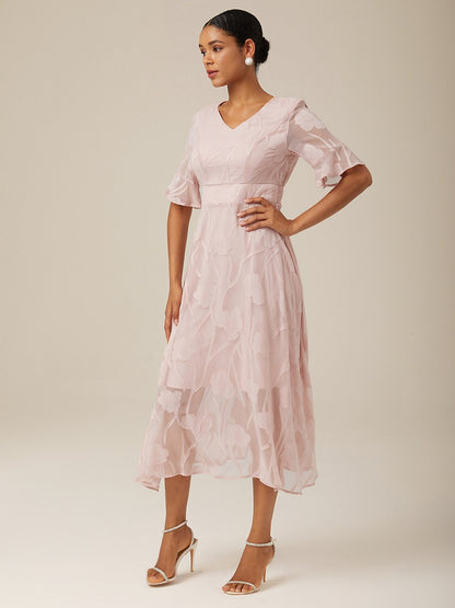 Ruffle Flutter Lace Maxi Dress