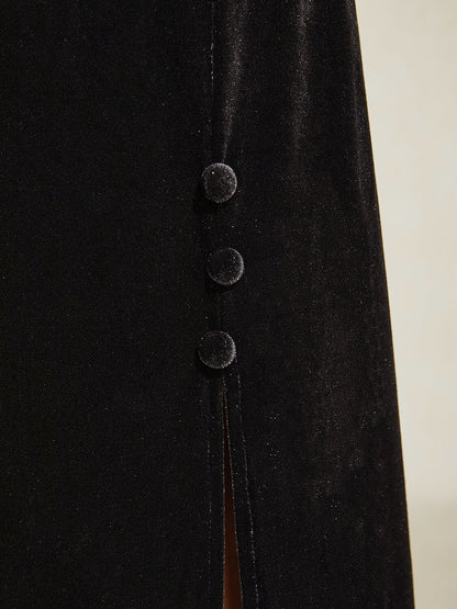 Velvet Slit Long Skirt