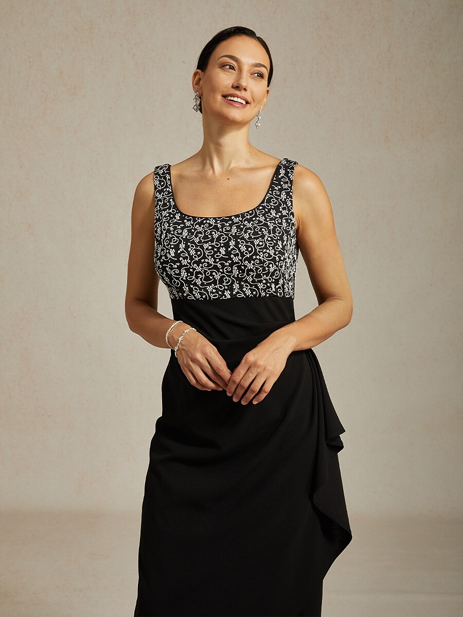 Jacquard Ruffle Ankle Length Jacket Dress