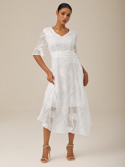 Ruffle Flutter Lace Maxi Dress