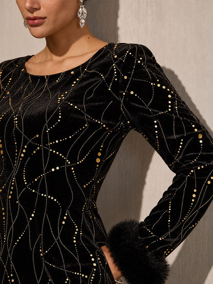 Pre-Order: Sequin Embellished Velvet Dress