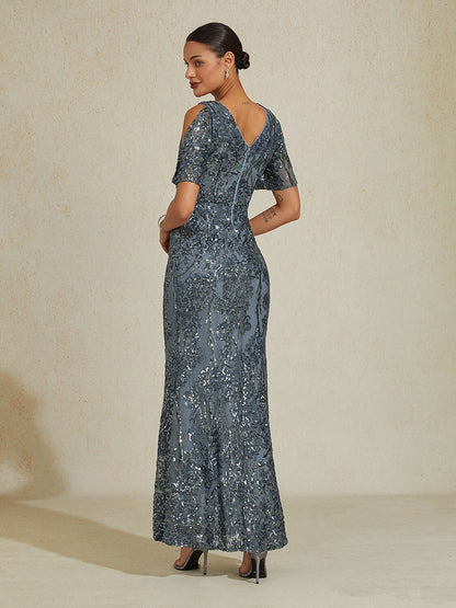 Cold Shoulder Sequins Gown