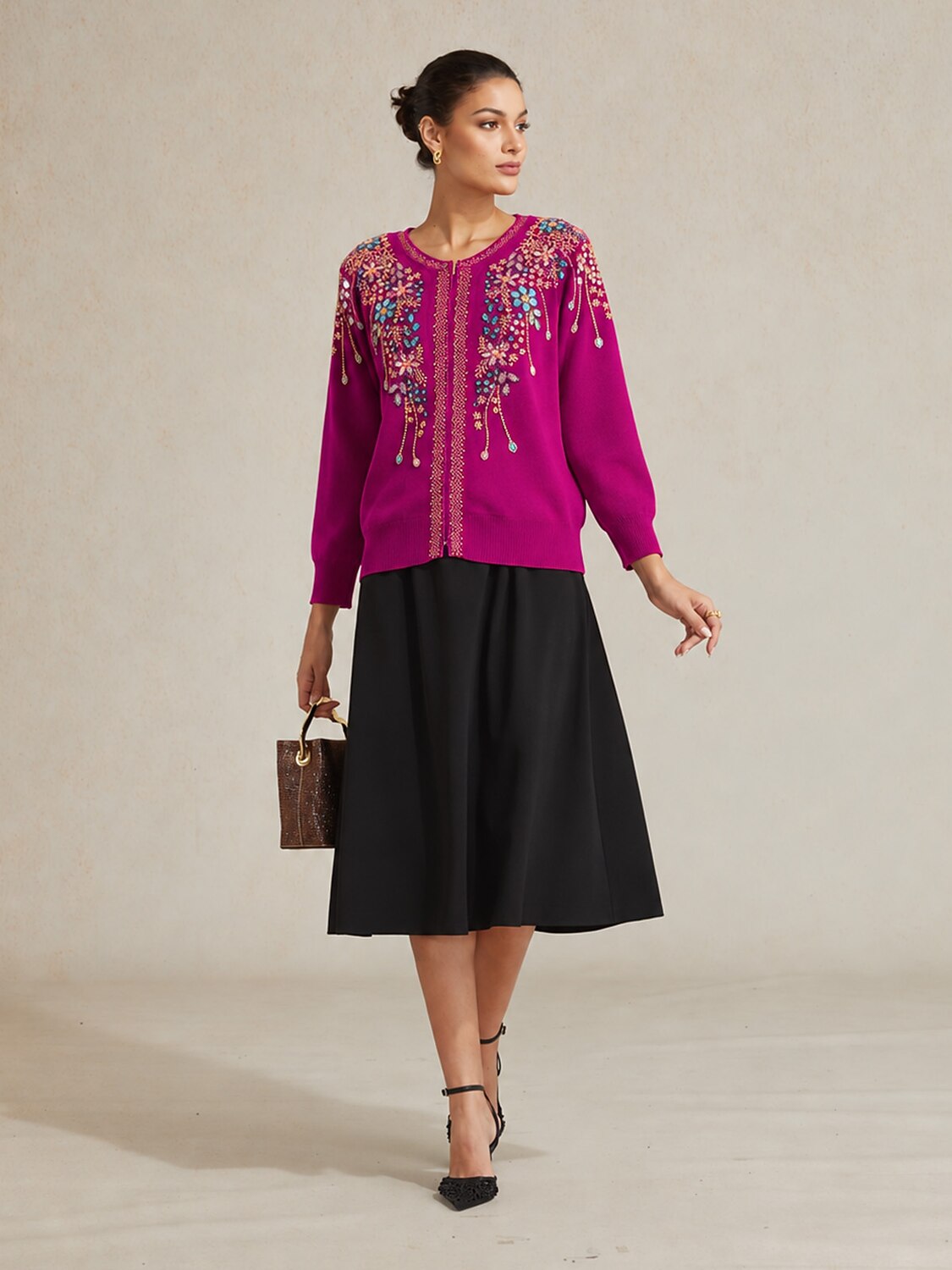Floral Embroidered Cardigan