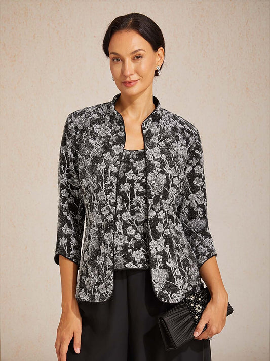 Rhinestone 3/4 Sleeve Twinset