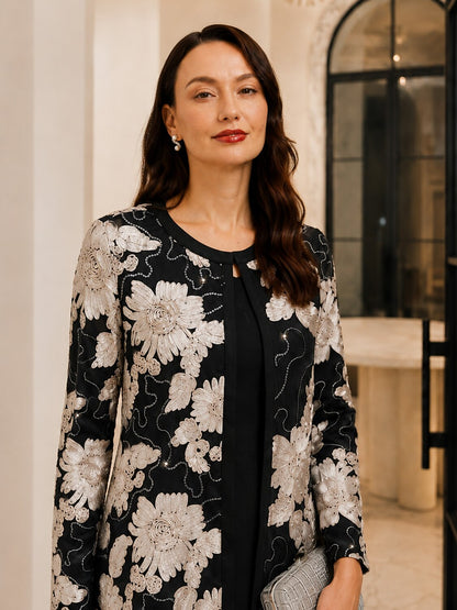 Sequins Rosette Floral Jacket