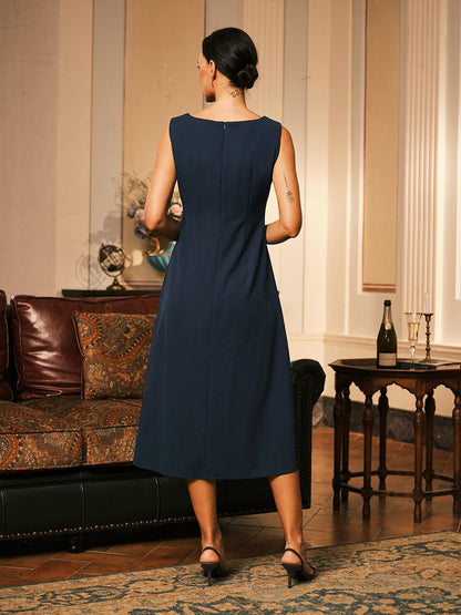 Robe fourreau mi-longue sans manches