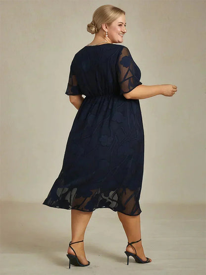 Ruffle Flutter Lace Maxi Dress for Plus Size