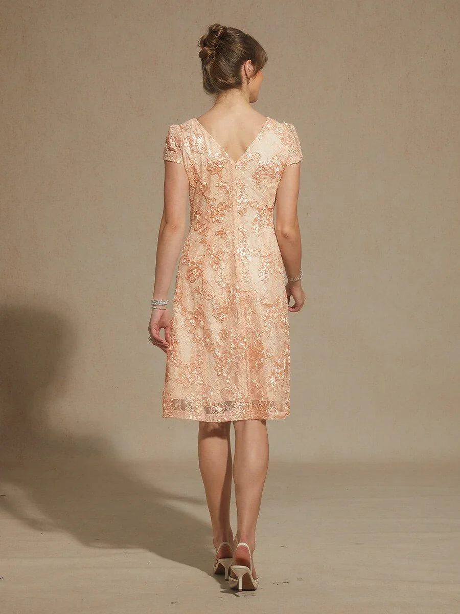 Rosette Lace Boat Neck A Line Dress