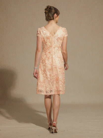 Rosette Lace Boat Neck A Line Dress