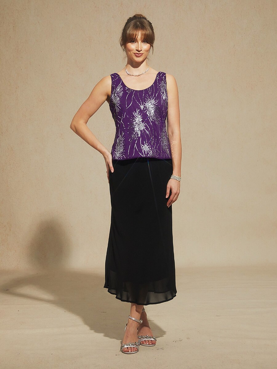 Elegant Twinset Met Mandarijnkraag En Pailletten