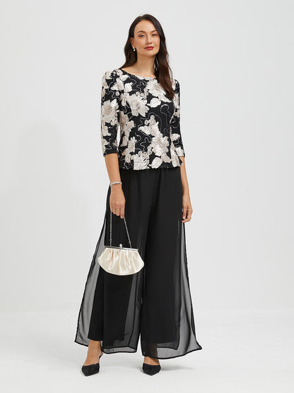 Sequins Rosette Floral Top